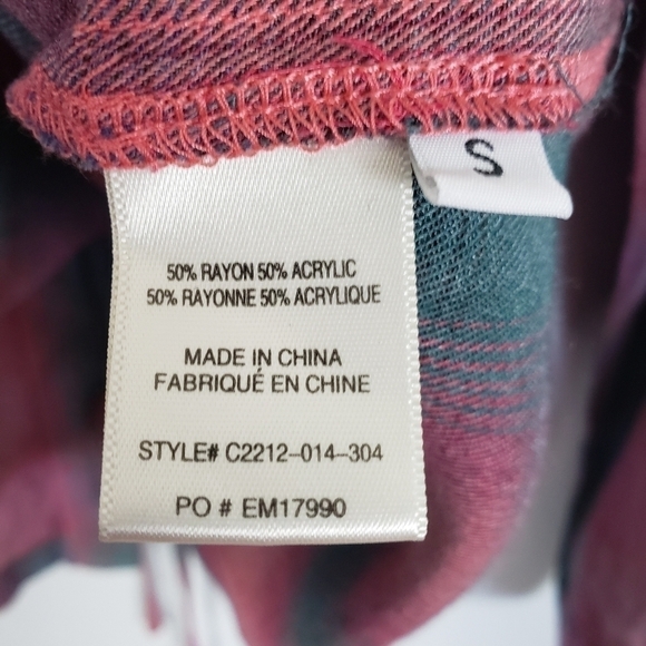 ANTHRO CLOTH & STONE Plaid Long Sleeve Tie Back Front Pocket Top Sz S - Picture 9 of 9